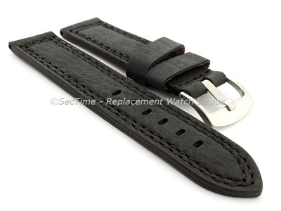 Waterproof Leather Watch Strap Galaxy Black 20mm