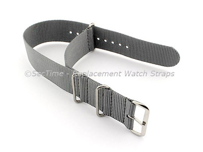 NATO G10 Watch Strap Military Nylon Divers (3 rings) Ash Grey 22mm 