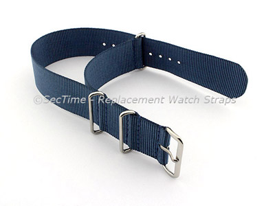 NATO G10 Nylon Watch Strap Military Divers (3 rings) Navy Blue 22mm