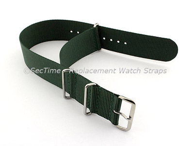 NATO G10 Watch Strap Military Nylon Divers (3 rings) Green 16mm