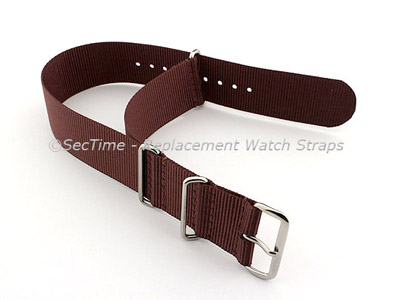 NATO G10 Watch Strap Military Nylon Divers (3 rings) Brown 16mm 