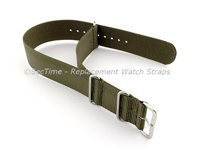 NATO G10 Watch Strap Military Nylon Divers (3 rings) Olive Green 20mm 