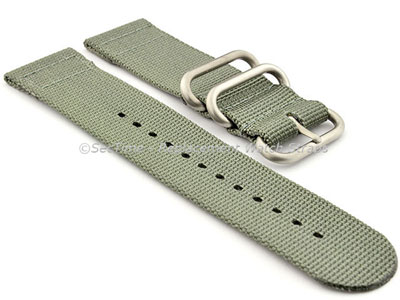 TWO-PIECE NATO Strong Nylon Watch Strap Divers Brushed Rings Grey 22mm