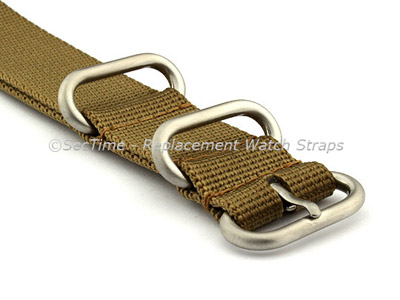 22mm Desert Tan - Nylon Watch Strap/Band Strong Heavy Duty (4/5 rings) Military