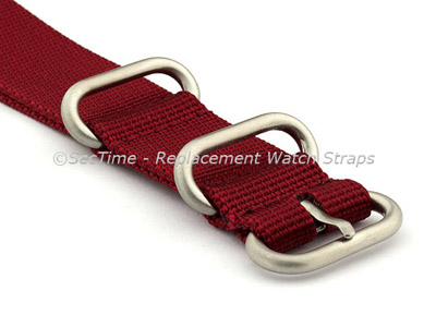 22mm Maroon - Nylon Watch Strap / Band Strong Heavy Duty (4/5 rings) Military