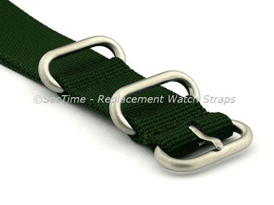 NATO Nylon Watch Strap Strong Heavy Duty (4/5 rings) Military Green 24mm