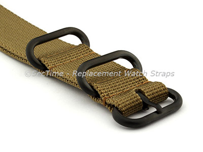 20mm Desert Tan - Nato Nylon Watch Strap Strong Heavy Duty (4/5 rings) PVD