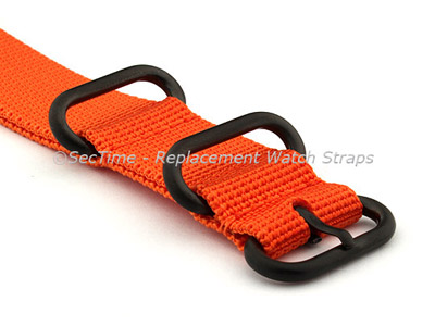 22mm Orange - Nato Nylon Watch Strap / Band Strong Heavy Duty (4/5 rings) PVD