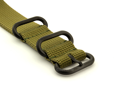 22mm Olive Green - Nato Nylon Watch Strap Strong Heavy Duty (4/5 rings) PVD