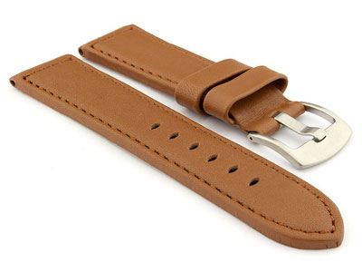 Genuine Leather Watch Strap PAN Brown/Brown 22mm