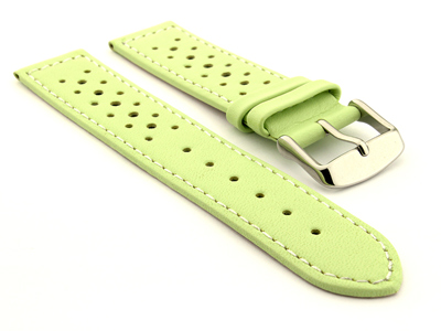 22mm Pistachio/White - Genuine Leather Watch Strap / Band RIDER, Perforated