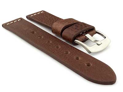 Genuine Leather Watch Strap RIVIERA RM Dark Brown/White 24mm