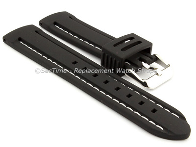 Silicon Rubber Waterproof Watch Strap Panor Black / White 24mm