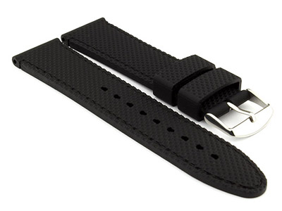 16mm Black/Black - Silicon Watch Strap / Band with Thread, Waterproof