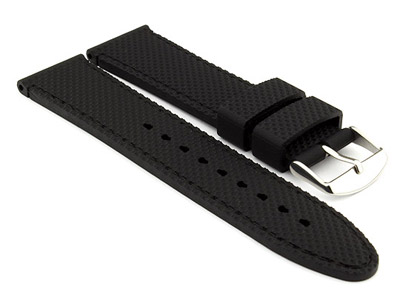 22mm Black/Black - Silicon Watch Strap / Band with Thread, Waterproof