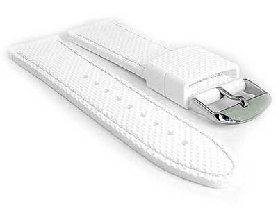 18mm White/White - Silicon Watch Strap / Band with Thread, Waterproof