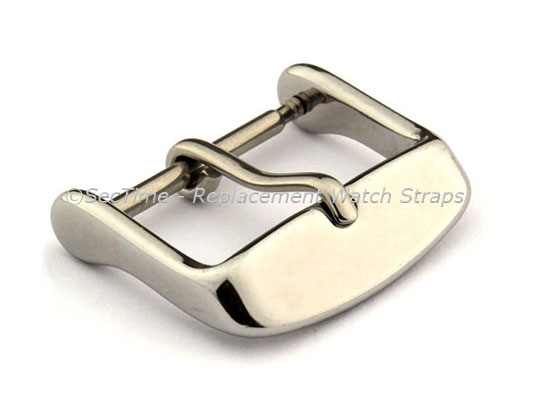 Polished Silver-Coloured Stainless Steel Standard Watch Strap Buckle 16mm