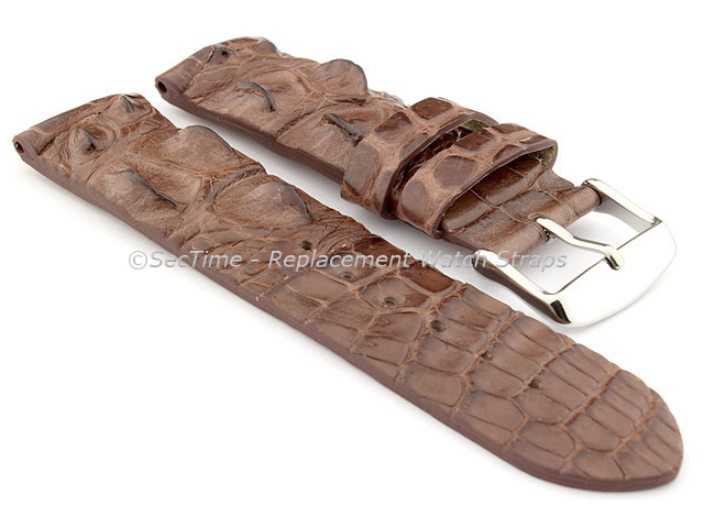 Genuine Alligator Leather Watch Strap FLORIDA Dark Brown 20mm