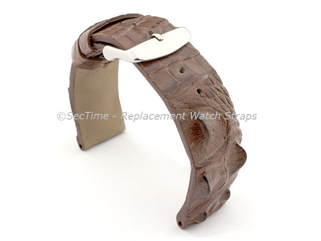 Genuine Alligator Leather Watch Strap FLORIDA Dark Brown 20mm