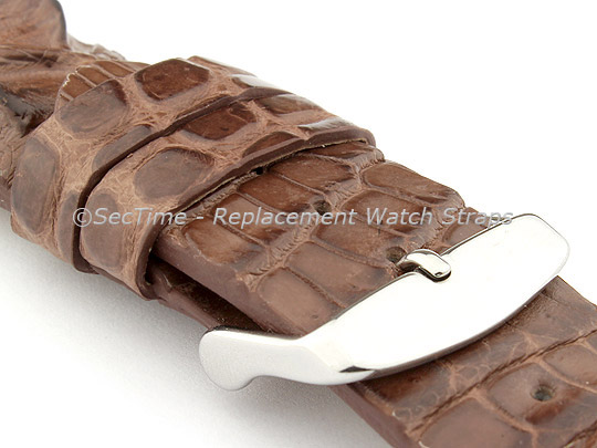 Genuine Alligator Leather Watch Strap FLORIDA Dark Brown 22mm