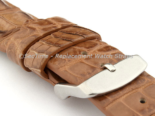 Genuine Alligator Leather Watch Strap FLORIDA Brown 22mm