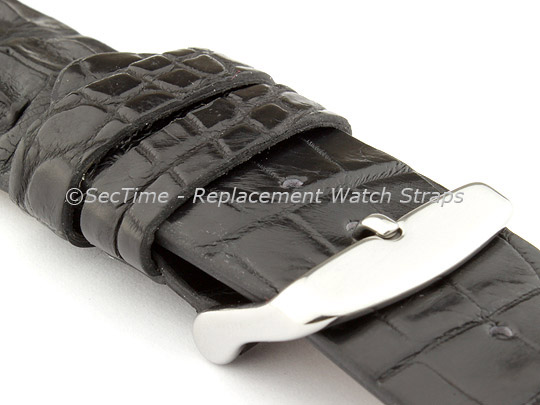 Genuine Alligator Leather Watch Strap FLORIDA Black 22mm