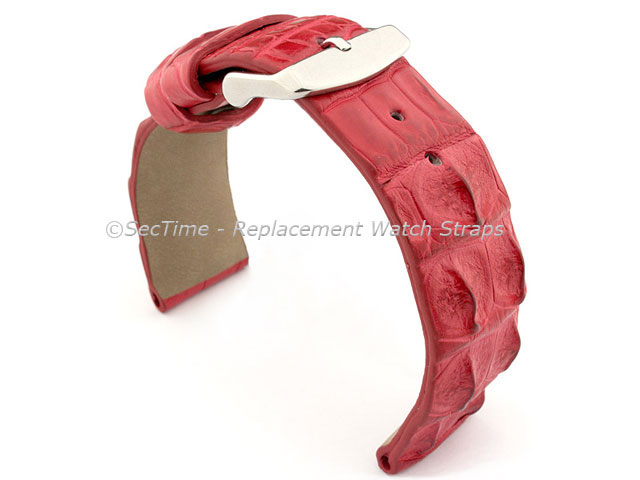 Genuine Alligator Leather Watch Strap FLORIDA Red 18mm