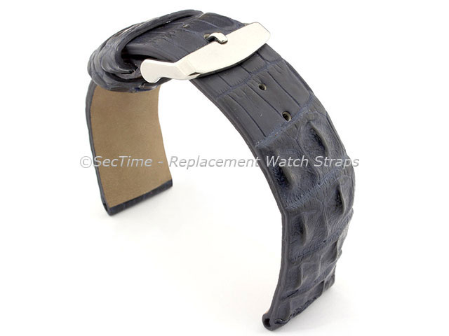 Genuine Alligator Leather Watch Strap FLORIDA Navy Blue 22mm