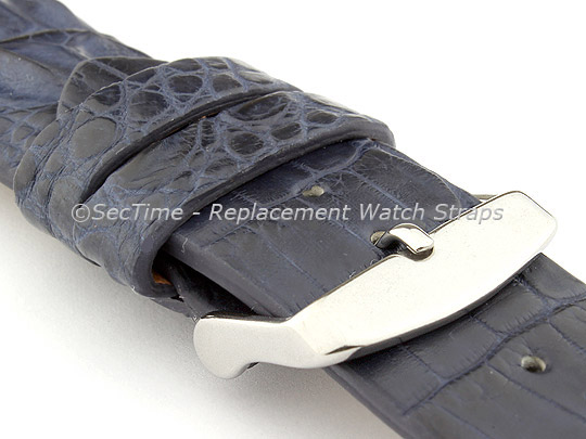 Genuine Alligator Leather Watch Strap FLORIDA Navy Blue 18mm