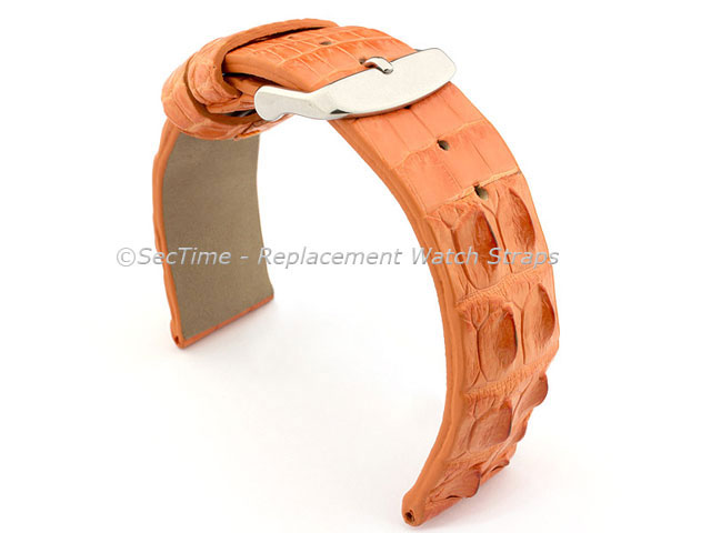 Genuine Alligator Leather Watch Strap FLORIDA Orange 22mm