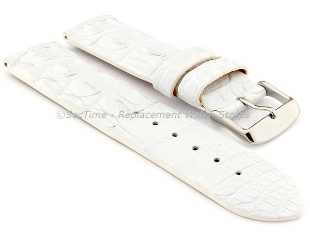 Genuine Alligator Leather Watch Strap FLORIDA White 18mm