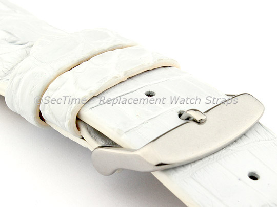 Genuine Alligator Leather Watch Strap FLORIDA White 18mm
