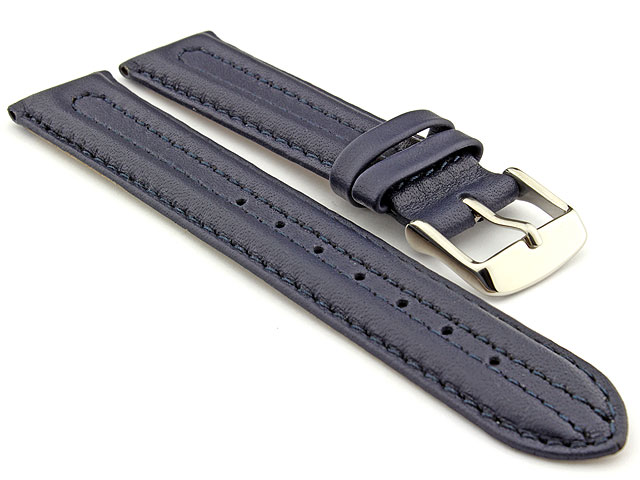 WATCH STRAP BASEL Genuine Leather Navy Blue/Blue 20mm 