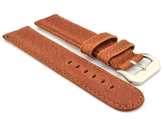 Genuine Buffalo Leather WATCH STRAP Bizon Brown/Brown 24mm