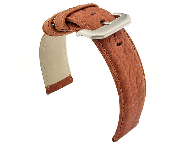 Genuine Buffalo Leather WATCH STRAP Bizon Brown/Brown 22mm