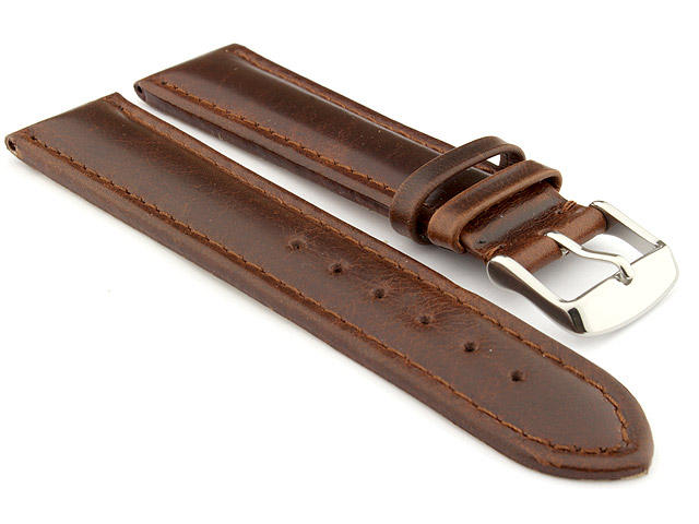 Genuine Leather WRISTWATCH STRAP Cavalier Dark Brown/Brown 20mm
