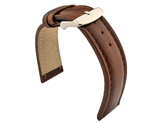 Genuine Leather WRISTWATCH STRAP Cavalier Dark Brown/Brown 18mm