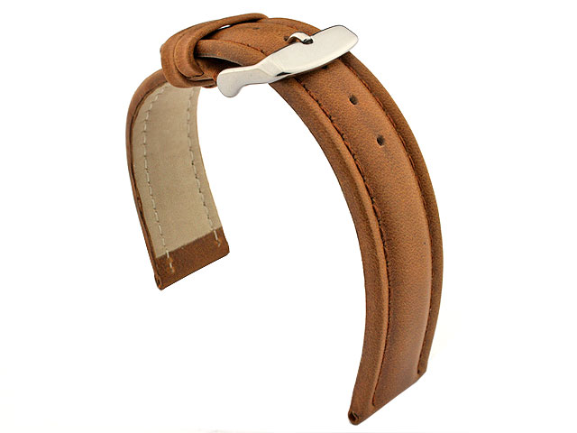 Genuine Leather WRISTWATCH STRAP Cavalier Brown/Brown 18mm