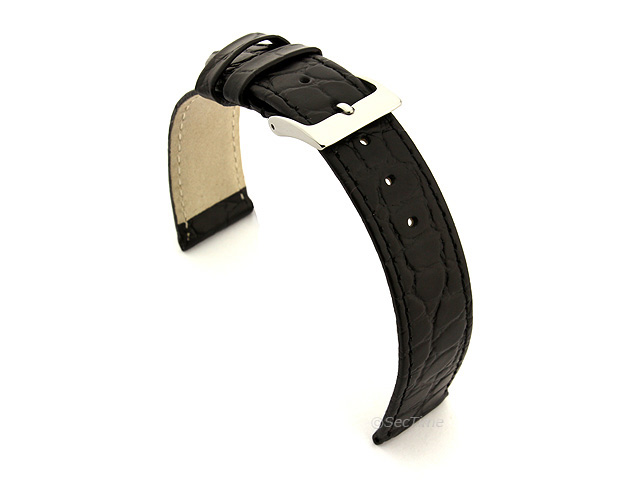 Genuine Leather Watch Strap Croco Arizona Black 22mm