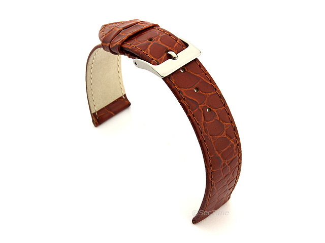 Genuine Leather Watch Strap Croco Arizona Brown 16mm