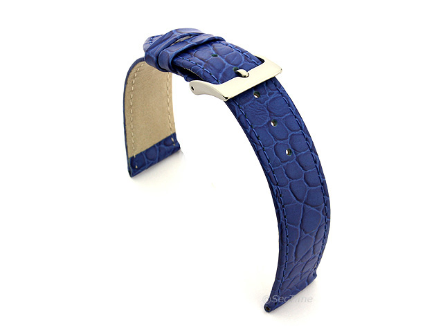 Genuine Leather Watch Strap Croco Arizona Blue 12mm