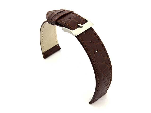 Genuine Leather Watch Strap Croco Arizona Dark Brown 18mm
