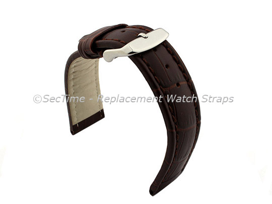 Leather Watch Strap CROCO RM Dark Brown/Brown 22mm