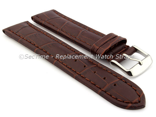 Leather Watch Strap CROCO RM Dark Brown/Brown 18mm