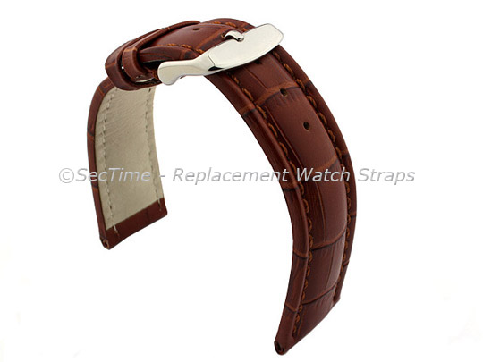 Leather Watch Strap CROCO RM Brown/Brown 18mm