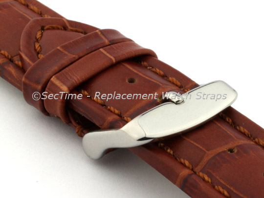 Leather Watch Strap CROCO RM Brown/Brown 18mm