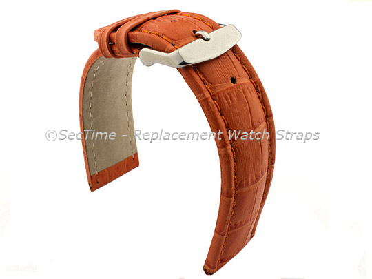 Leather Watch Strap CROCO RM Orange/Orange 24mm