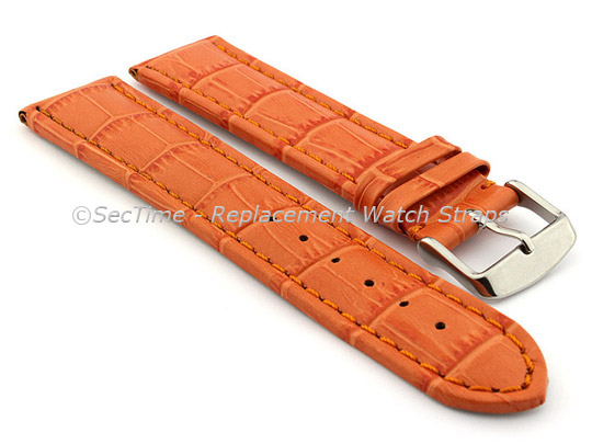 Leather Watch Strap CROCO RM Orange/Orange 24mm
