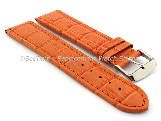 Leather Watch Strap CROCO RM Orange/Orange 18mm