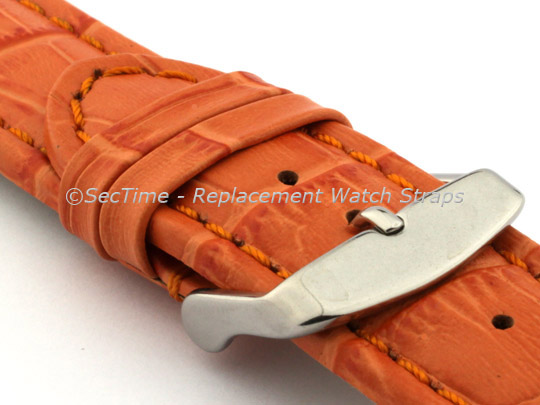 Leather Watch Strap CROCO RM Orange/Orange 24mm